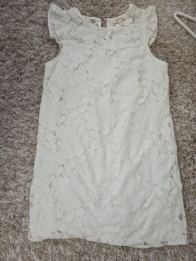 Monteau White Lace Flutter Sleeve Mini Dress